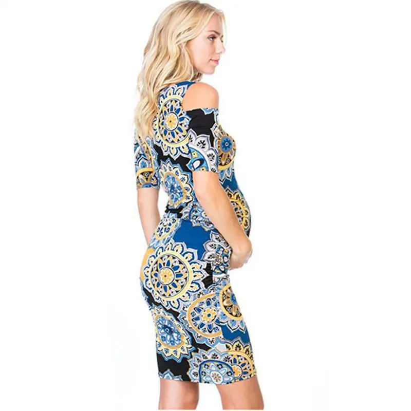 Облегающее платье с открытыми плечами Pregant 2019 новое для беременных на лето платья