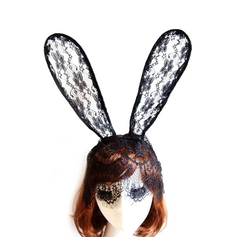 Обруч для волос женский кружевной Модный сексуальный обруч с кроличьими ушками