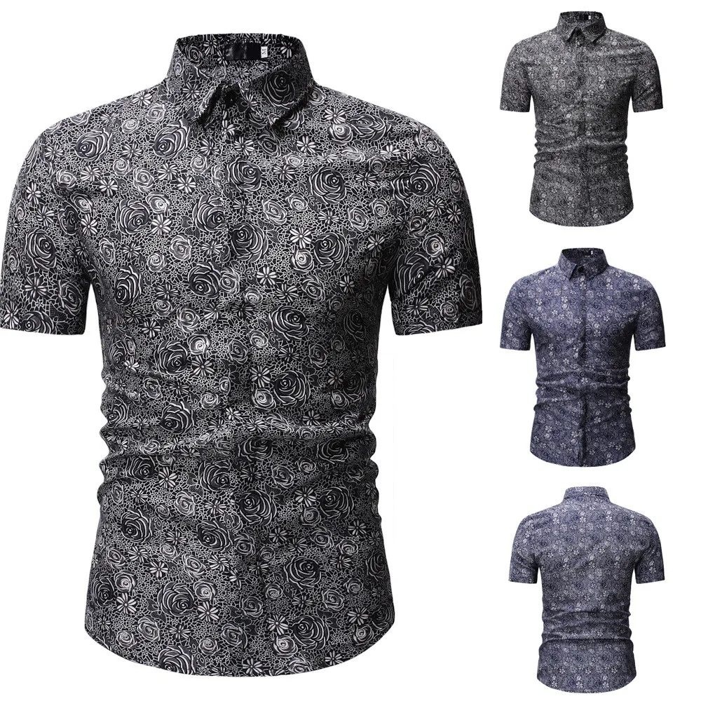 Hot Fashion Design High Quality Men Pattern Casual Printing Cotton Lapel Camouflage Short Sleeve Shirt | Мужская одежда