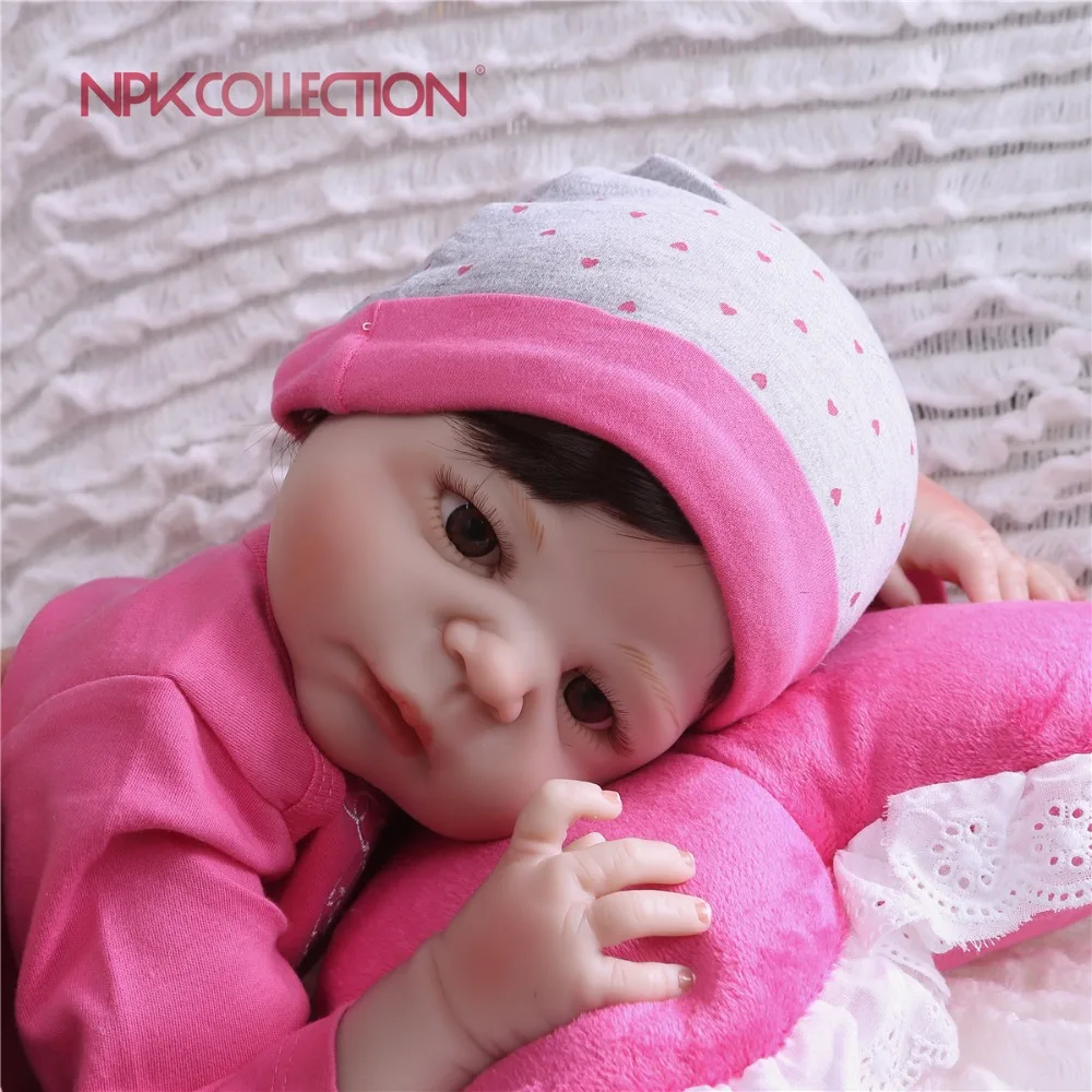 NPK 57 см розовый клубника полное тело силиконовые девочка Reborn игрушечные пупсы, куклы принцесса Младенцы волосы для куклы подарок на день рождения Рождественский подарок