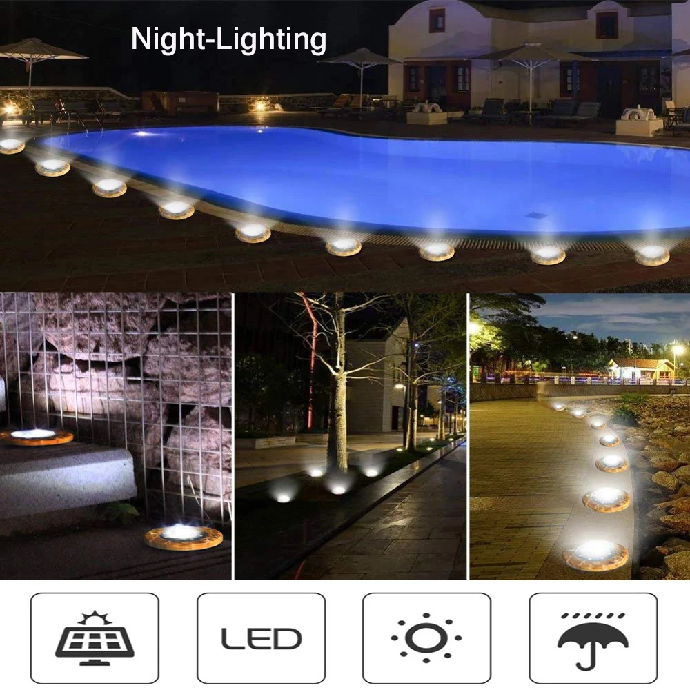 На солнечных батареях Pathway Ground Lights LED Наружное водонепроницаемое садовое