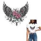 Красивые нашивки с ангельскими крыльями, переводы для одежды, сделай сам, моющаяся футболка для девочек, наклейки с розами, аппликация Y-118