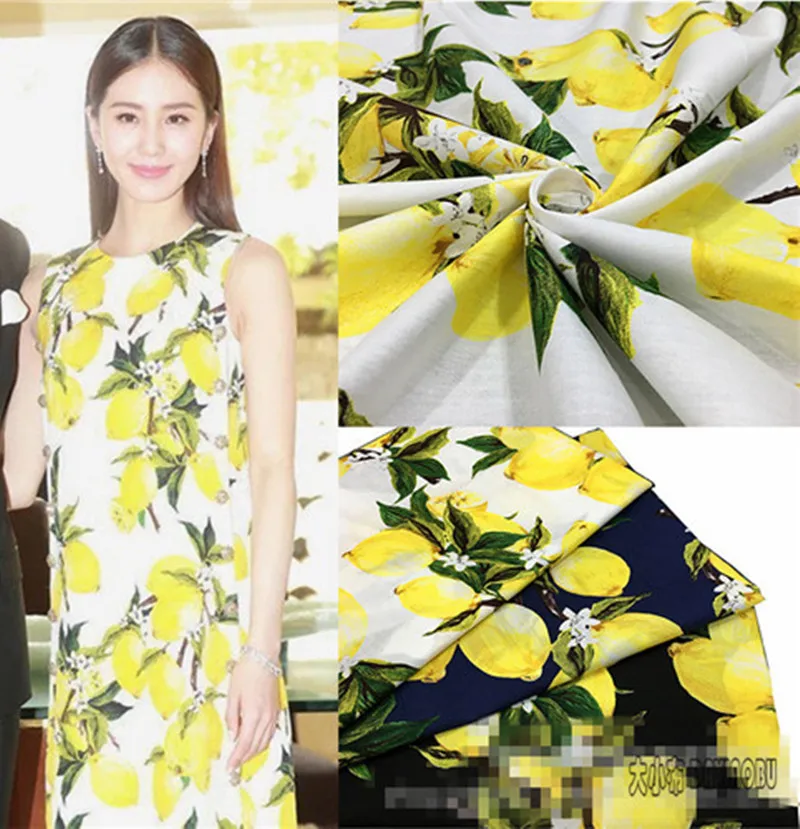 50x150 см Хлопок Поплин Ткань DIY модный принт желтый лимон 720 1|cotton poplin fabric|cotton poplinfabric