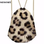 Женская леопардовая спортивная сумка INSTANTARTS, сумка на шнурке для хранения обуви, Женская гимнастическая сумка для фитнеса и йоги, 2018