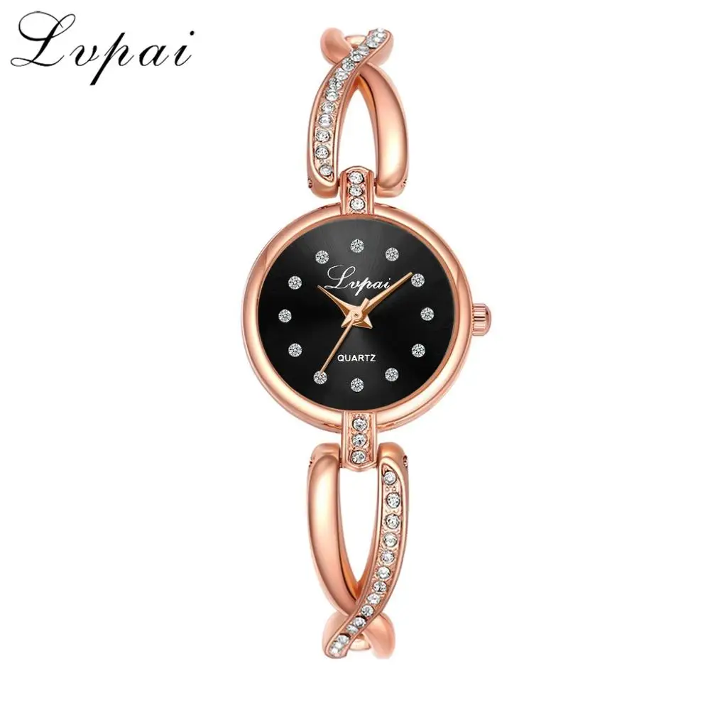 Rose Gold Black P898 Lvpai новые модные часы со стразами женские роскошные брендовые дамские часы из нержавеющей стали Кварцевые часы reloj mujer - Цвет: Rose Gold Black P898