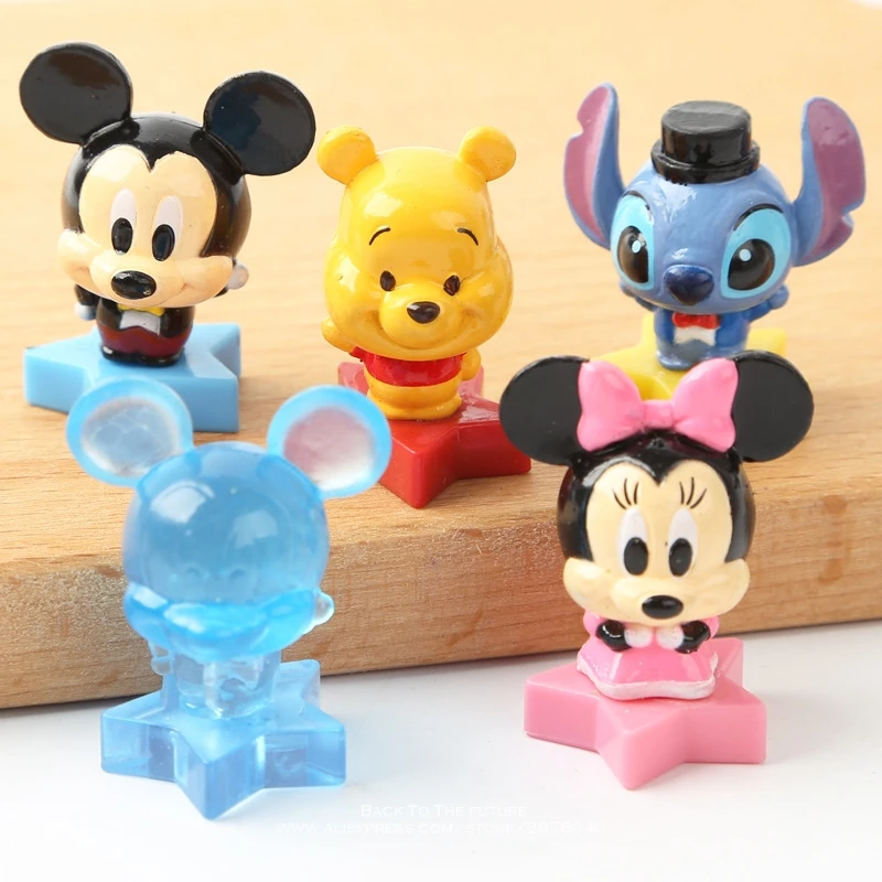 Disney Микки Маус Стич Винни Пух 5 шт./компл. 3 см экшн фигурка позы Статуэтка модели