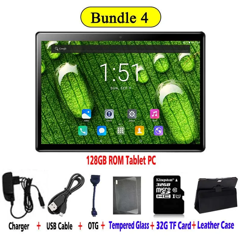 Новинка 2.5D Закаленное стекло 10 дюймов Android 8,1 Deca Core 6 Гб ram 128 Гб rom 4G LTE 1920*1200 ips 13,0 МП Две sim-карты планшетный ПК 10,1 - Комплект: 128G Add Case 32G TF