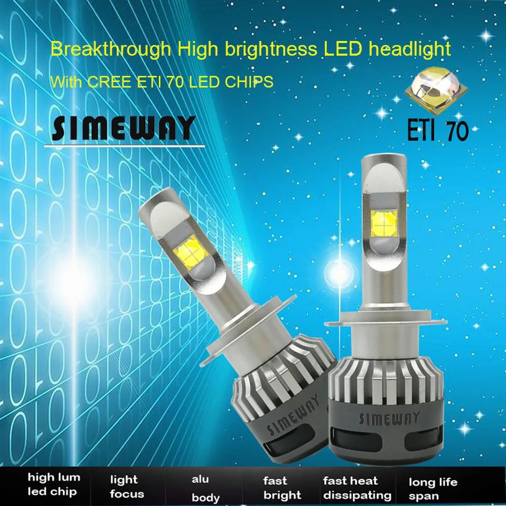 2 шт. turbo led D2S H1 D4S D1S h11 Фары H4 H7 h8 h9 9005 hb3 9006 HIR2 12000lm 100 Вт светодиодные лампы E70 Чип 6000 К