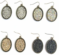 new fashion full crystal oval designer inspired anti gold geometric water drop earrings for women