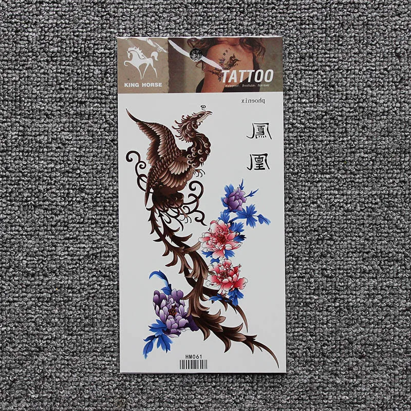 Colorful big Phoenix flower Body Art Waterproof fake tattoo For Woman Flash TemporaryTattoo Stickers 10*20CM KD061 | Красота и