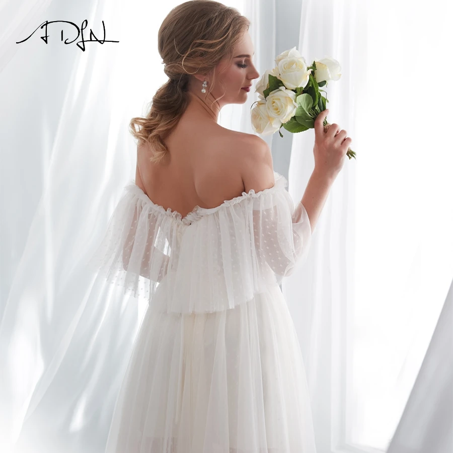 ADLN Дешевые Тюль Vestido De Novia свадебное платье с открытыми плечами Милая Плиссировка Свадебные платья Robe De Mariage на заказ