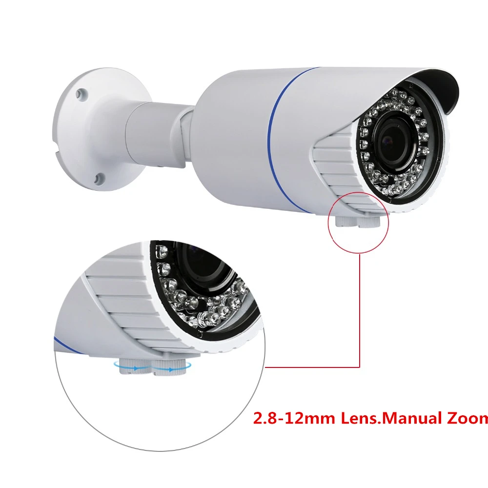 2-мегапиксельная ONVIF уличная POE ip-камера 2,8-12 мм варифокальный объектив 4x ручной зум IR 40 М Инфракрасная камера ночного видения для безопасности