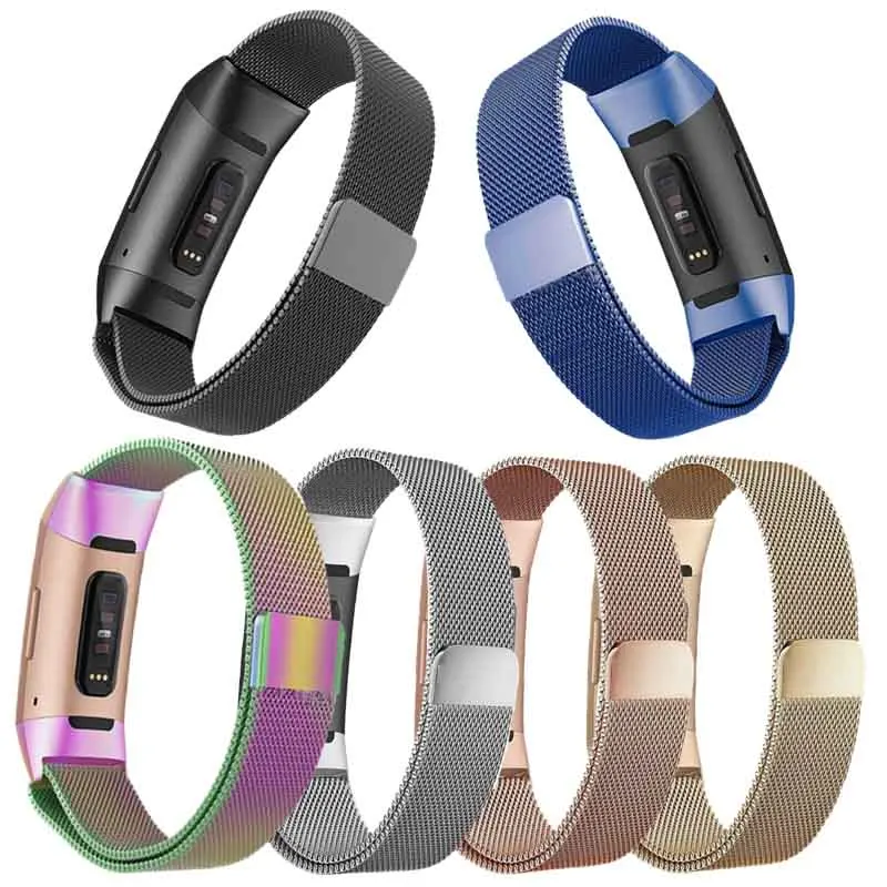 Металлический Миланский ремешок для Fitbit Charge 3 Band Wrist smart фитнес-браслет ремешок аксессуары спортивные часы Correa Pulsera
