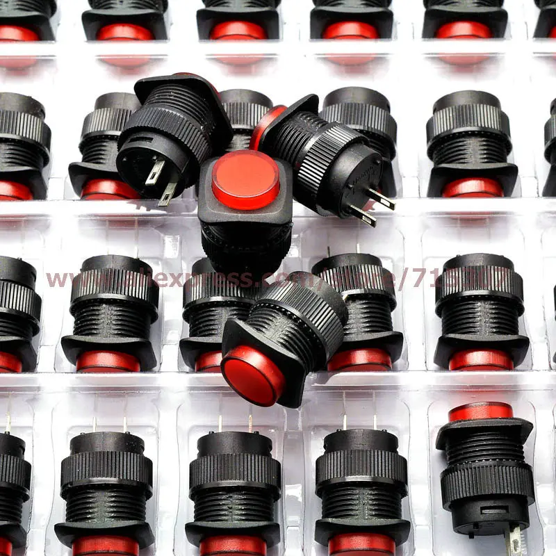 PHISCALE 20 шт. Красный кнопочный переключатель R16 504B 16 мм прямоугольной формы без