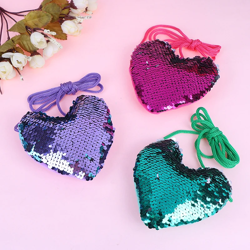 Мини-сумка-мессенджер для маленьких девочек с милыми блестками и сердечком