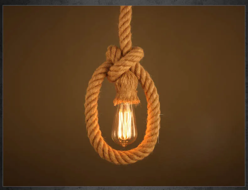 Loft-Araña de cuerda de cáñamo, iluminación para Loft, tienda de ropa, restaurante, Vintage, creativa, personalidad Industrial