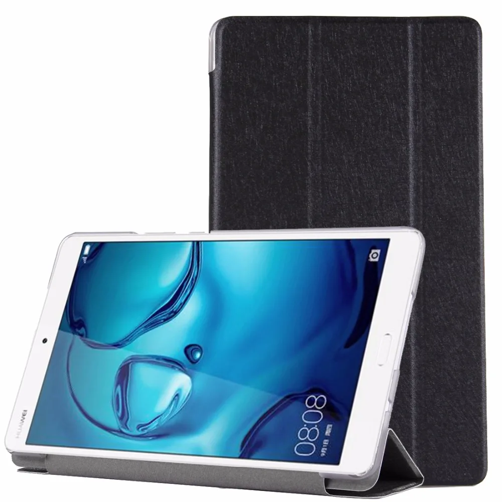 Для Huawei Mediapad M3 Lite 8 0 Шелковый горизонтальный Флип кожаный чехол с тремя