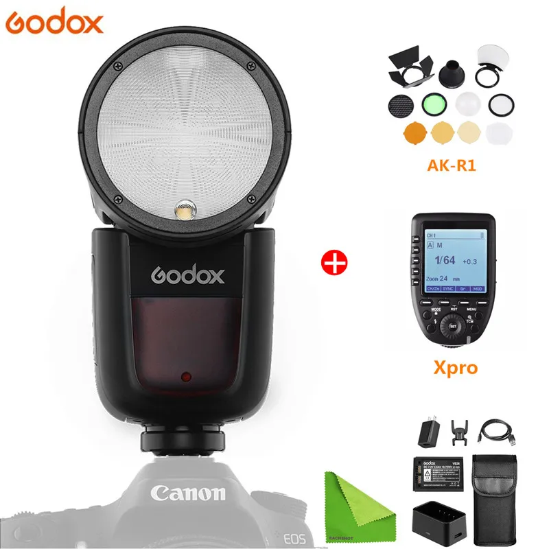 Godox V1 V1-N литий-ионным ttl на Камера круглая вспышка для Canon Nikon sony фужи Олимпус Speedlite 1/8000 s HSS литиевая батарея - Цвет: V1 Add Xpro AK-R1