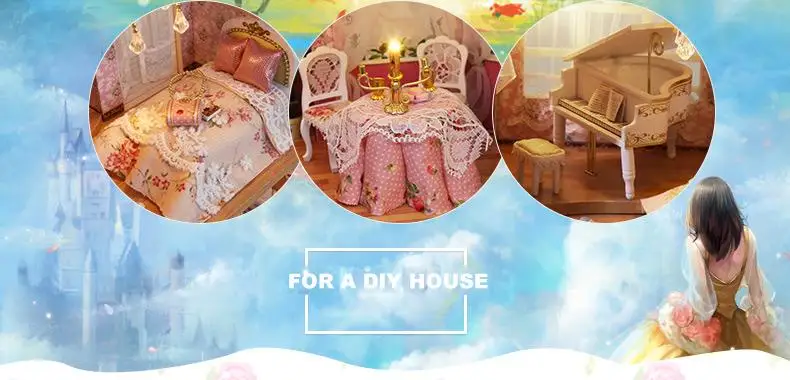 CUTEBEE кукольный дом Миниатюрный DIY кукольный домик с деревянная мебель для дома Pricness HutToys для детей подарок на день рождения A033