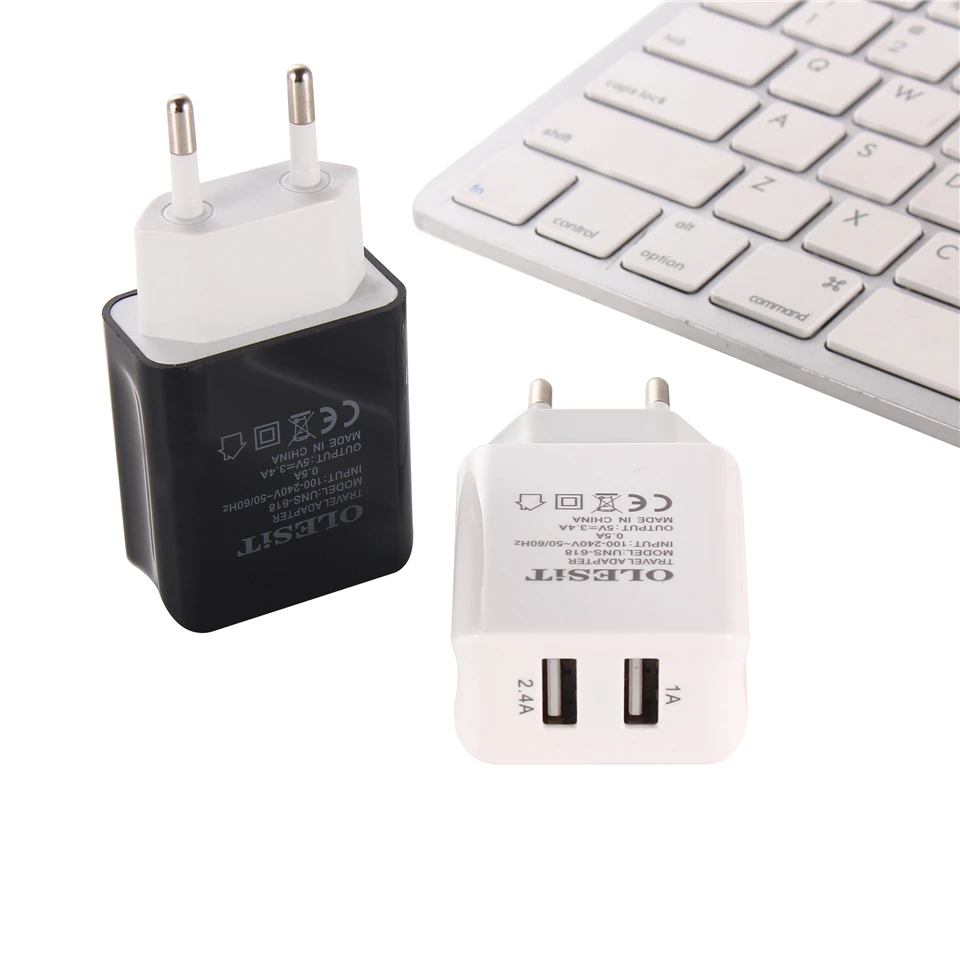 OLESiT Universal 5V 2.4A Dual USB Charger Adapter Wall Portable EU US Plug Mobile Phone for iPhone Samsung Xiaomi Tablet | Мобильные