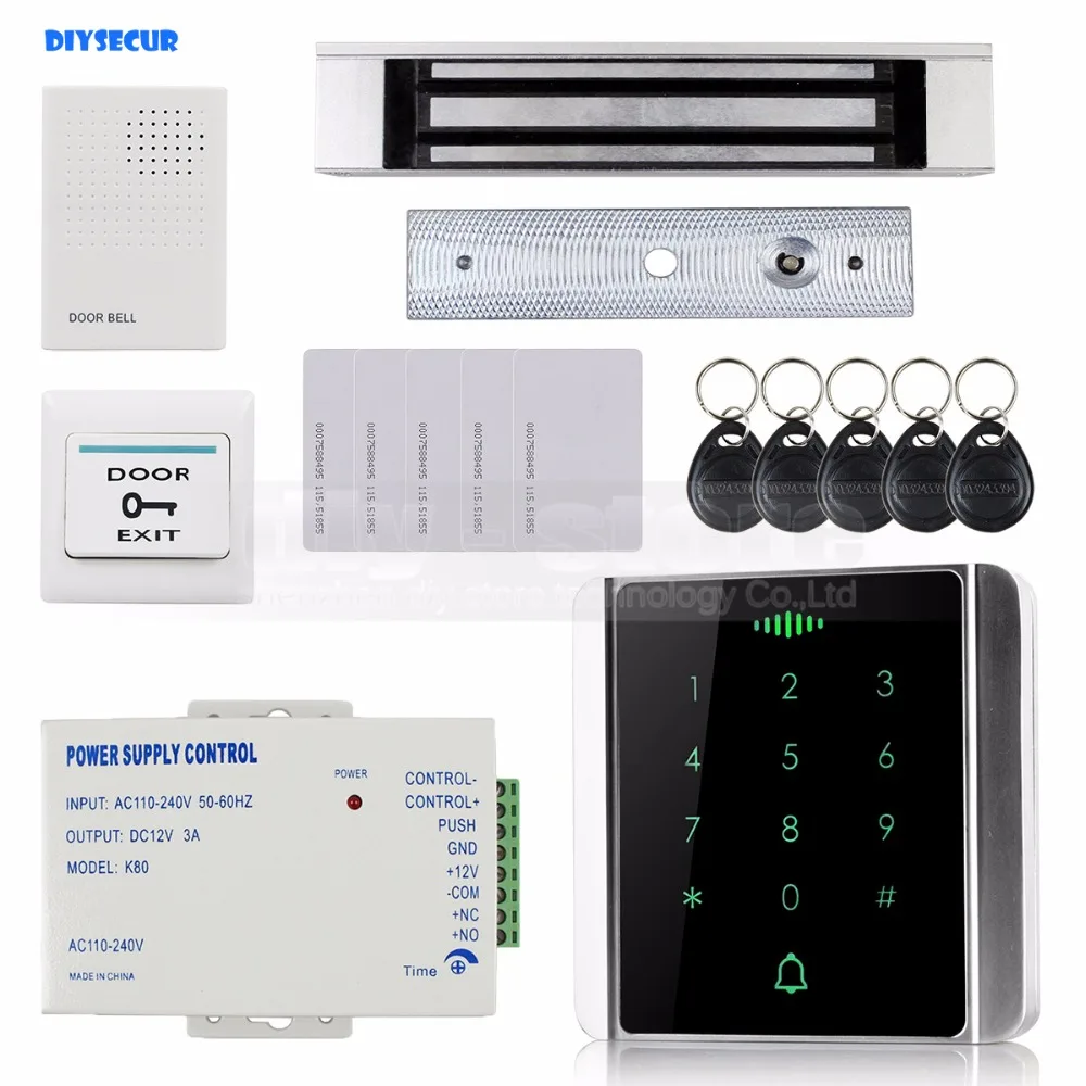 DIYSECUR 125KHz RFID считыватель Пароль Клавиатура + Магнитный замок двери контроль