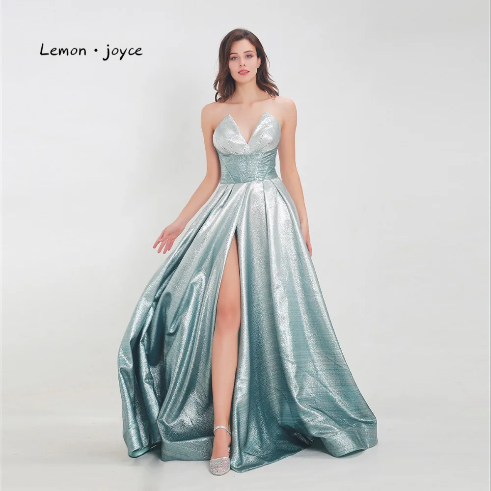 Женское длинное вечернее платье Lemon joyce блестящее с высоким разрезом для