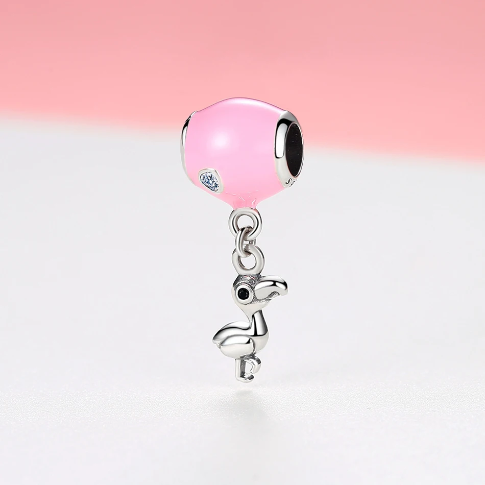 100% 925 Sterling Silver Bead Charm Tropical Flamingo Pendant Charms Fit Bracelets Necklaces Women DIY Jewelry | Украшения и
