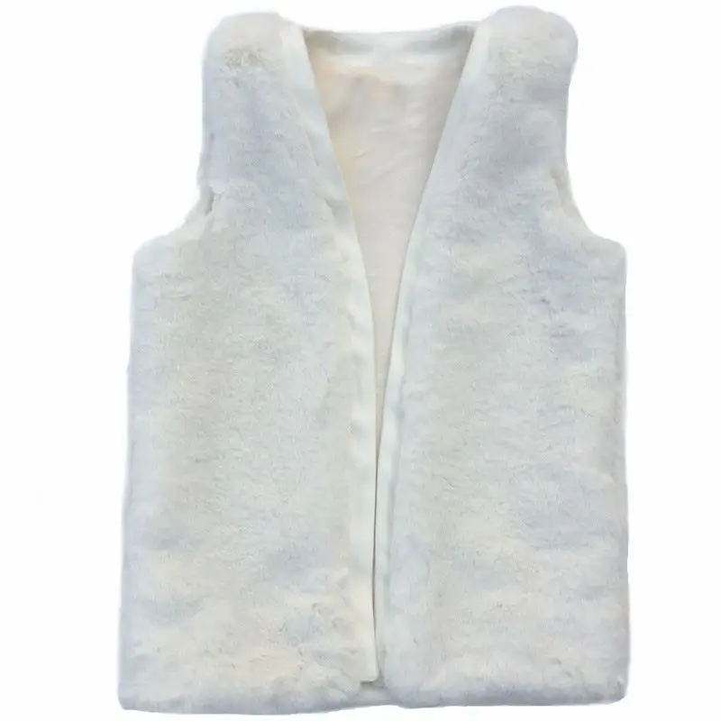 

New Fake Rabbit Fur Vest Autumn Winter Women Fashion Warm Thicken Underwaist Coats Female Sleeveless Faux Fur Loose Jackets C50