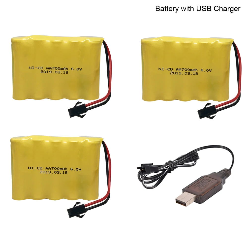 Аккумулятор 6 в 700 мАч AA NI-CD с зарядным устройством USB для электрических игрушек