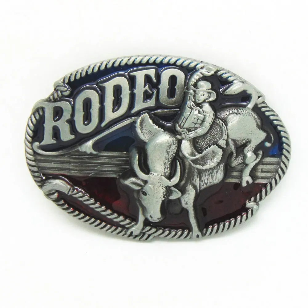 Cowboy rodeo belt buckle flame resistant zinc alloy belt buckle 4.0 CM