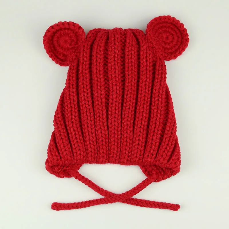 

Lovely Children Rabbit Ears Hat Beanie Kids Warm Solid Girls Cute Winter Knitted Cartoon Skullies Beanies Casual Wool Cap H9