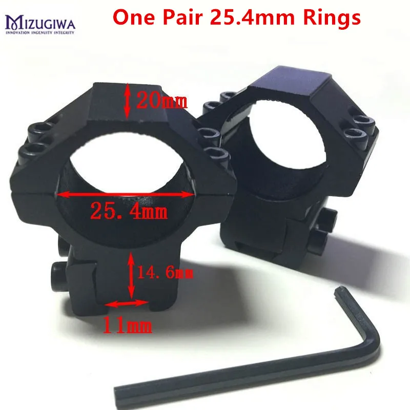 Black color M0026 2 шт. 30 мм/25,4 мм прицел крепление кольцо Вивер 11 мм/20 мм рельсовое воздушное основание винтовки охотничий ласточкин хвост Rail Caza Охотничьи аксессуары - Цвет: Black color M0026