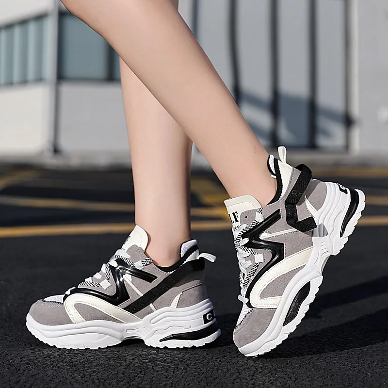 Стильные женские кроссовки увеличивающие рост 6 см INS Ulzza дышащие Спортивные Harajuku