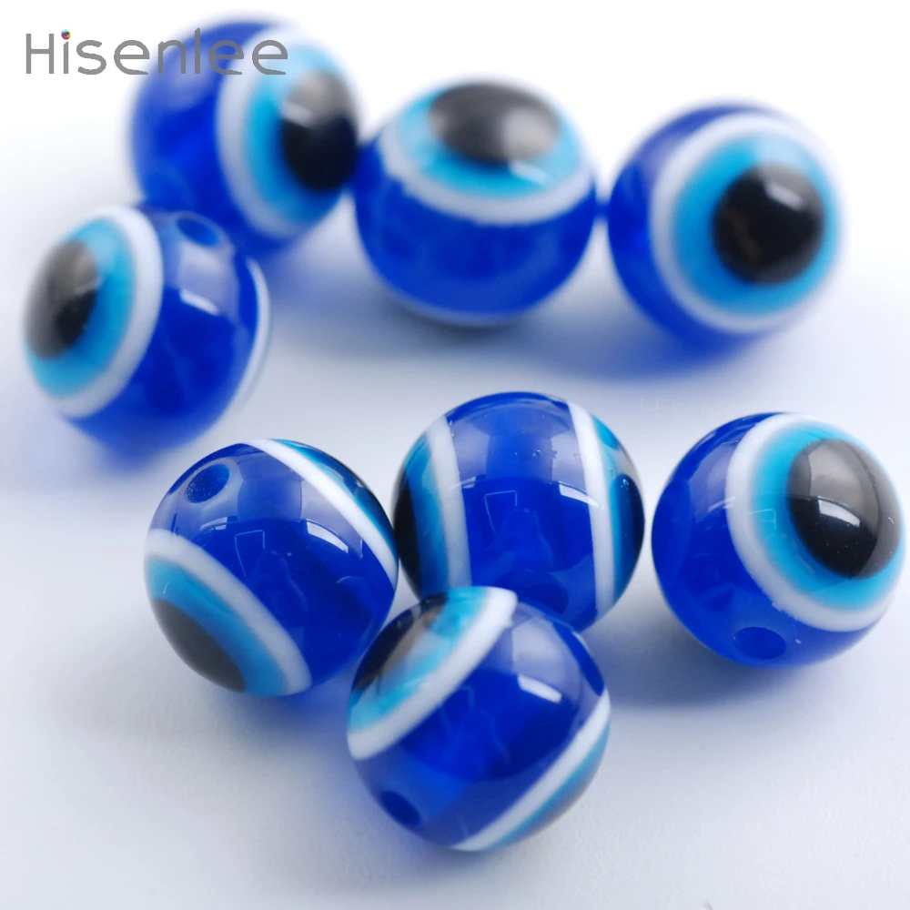 Hisenlee 300 Pcs/ Bag Blue 10mm New fashion circular evil Eye Beads Space DIY Bracelet / jewelry Making | Украшения и аксессуары