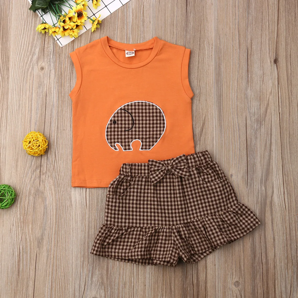 Комплекты летней одежды из 2 предметов для новорожденных девочек топы без