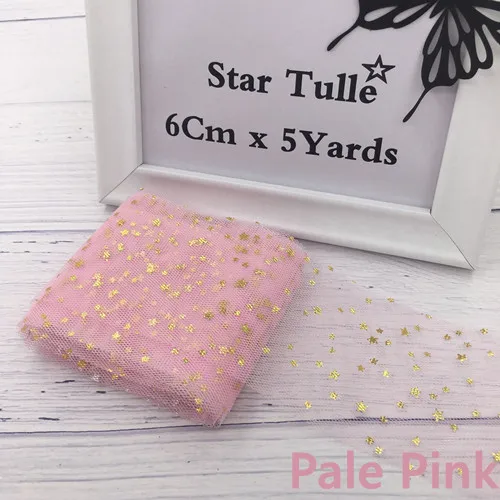 Pale Pink 6 см 5 ярдов ЗВЕЗДА Тюль конфетти блесток Лента мягкая сетка тюль рулон выпечки торт Топпер DIY ремесла принадлежности для шитья товары - Цвет: Pale Pink