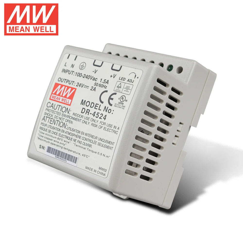 Подлинный тайваньская компания Mean Well импульсный источник питания DR 4524 45 Вт 24V2A
