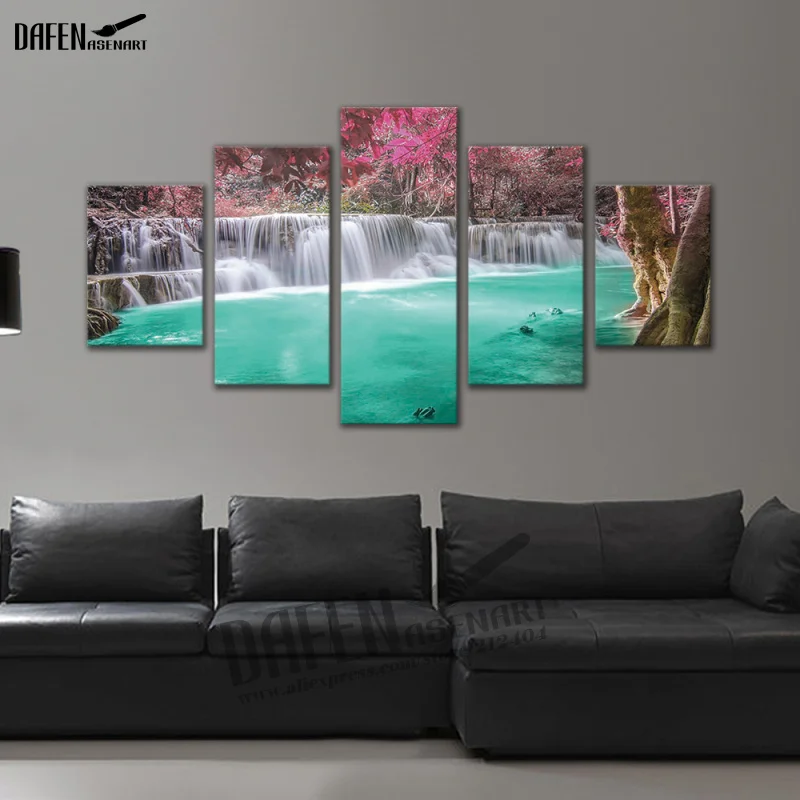 5 шт. Настенная картина водопад холст домашний декор природа пейзаж обрамленные