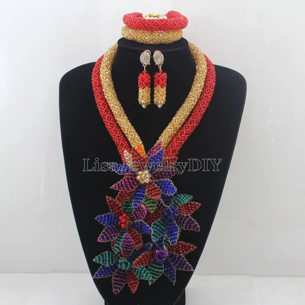 /Красный африканский женский костюм свадебные ювелирные изделия набор женских