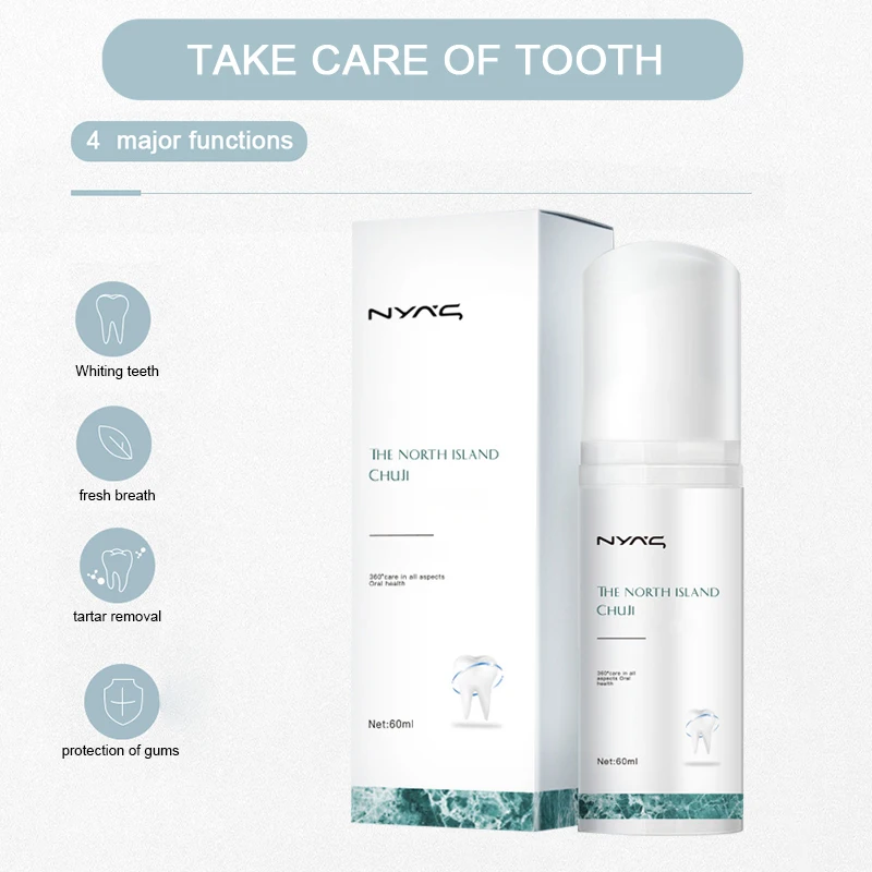 60 мл отбеливающая зубная паста пена натуральная для мытья рта вода жидкость