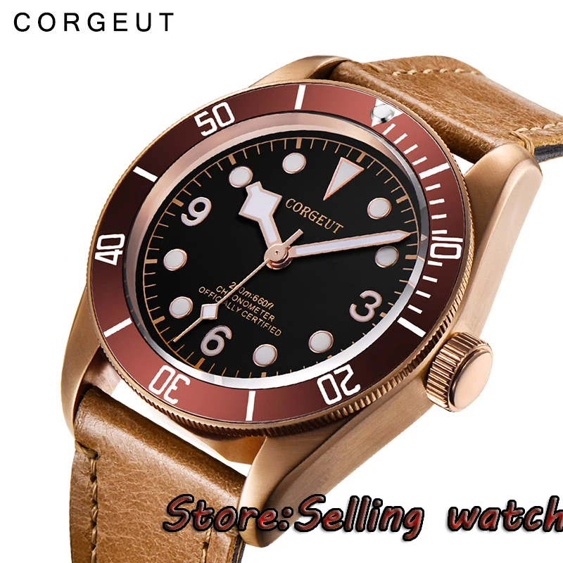41 мм CORGUET кофе стерильный Циферблат Кофе случае сапфировое стекло miyota
