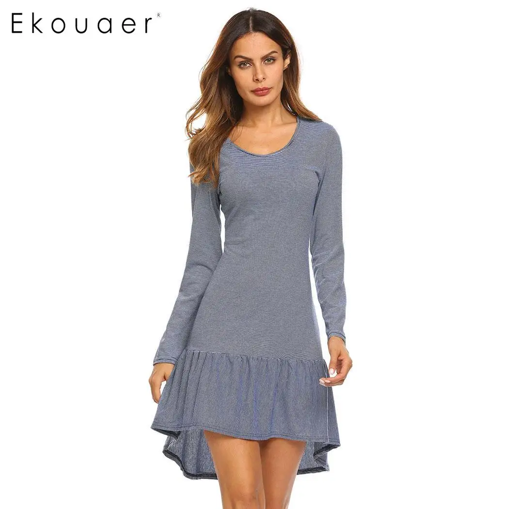 Ekouaer короткая ночная рубашка Летняя одежда для сна женское однотонное открытое с коротким рукавом с v-образным вырезом мягкое базовое домашнее платье ночное белье