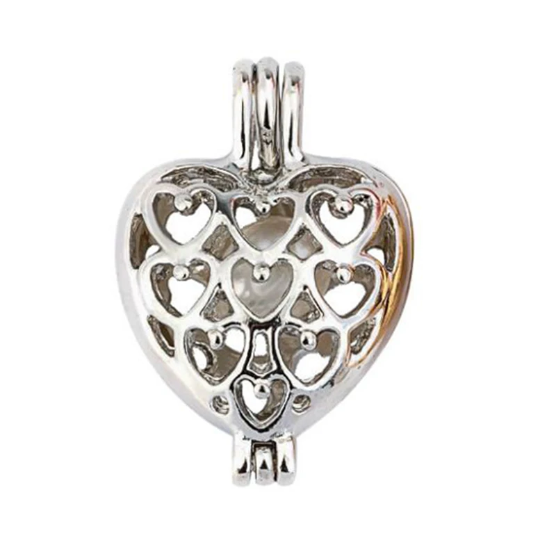 Серебряное яблоко сердце жемчужная клетка фотоэлемент кулон эфирное масло