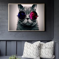 cool glasses cat wolf birds wall art canvas painting poster for home decor posters and prints unframed decorative pictures