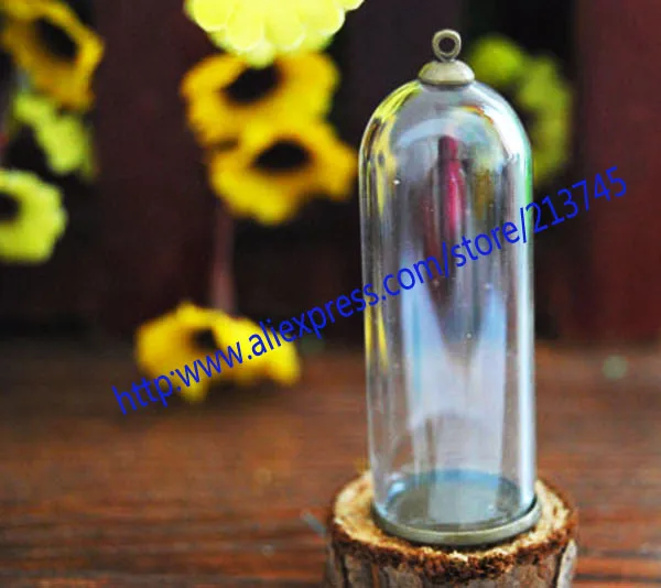 

SLAE Free ship!! 20sets bronze 50*18mm glass dome globe & base & cap set glass globe set glass vial pendant DIY glass cover