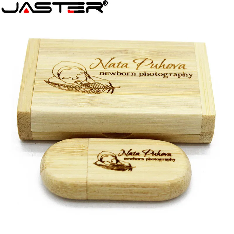 JASTER (бесплатный логотип) Деревянный usb + коробка ручка накопитель 8 ГБ 16 32 флэш