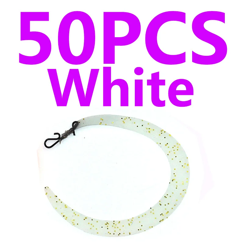 50pcs White 50 шт. для морской рыбалки M Pretied Fishing Fly Wiggle Tail приманка/джиг хвосты с быстрой защелкой для хищника форель, Щука-бас - Цвет: 50pcs White