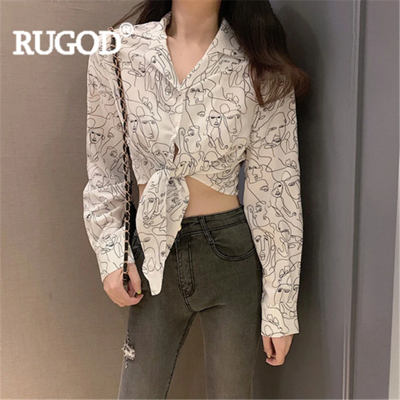 Женская короткая блузка RUGOD модная пикантная Повседневная кружевная белая с