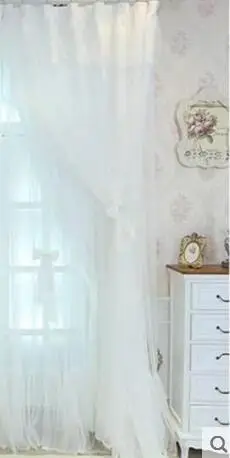 white Новинка, Корейская мечта, 3 слоя s, занавески для девочек, для спальни, для принцессы, для свадебной комнаты, кружева, отвесный тюль, многослойная оконная занавеска - Цвет: white