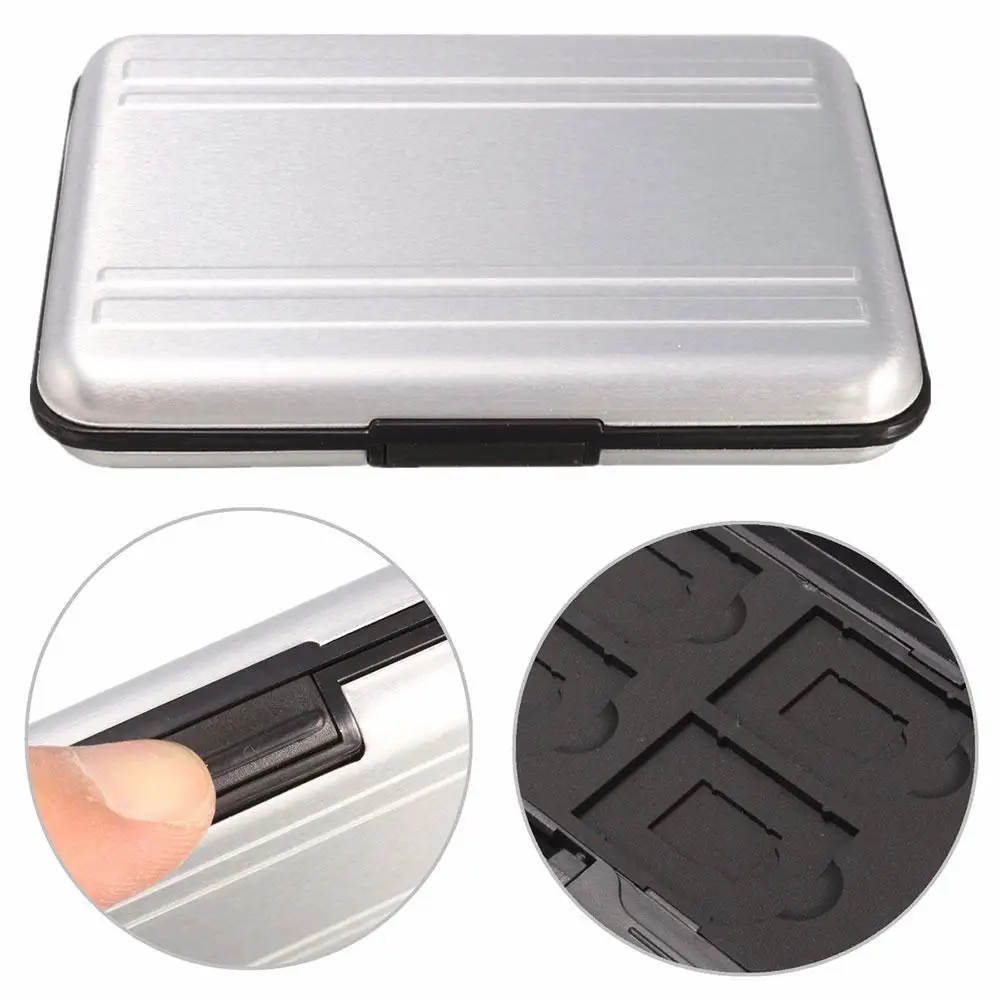 AMZDEAL Портативный чехол для карты памяти Micro SD Держатель водонепроницаемый однослойный алюминиевый 16 слотов для SD/SDHC/SDXC/Micro SD карты